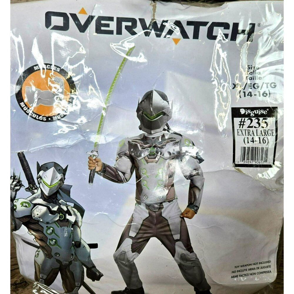 Disguise Overwatch Genji Halloween Muscle Costume Helmet Mask Childs XL (14-16)